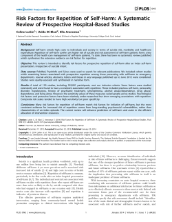 Risk Factors for Repetition of Self-Harm
