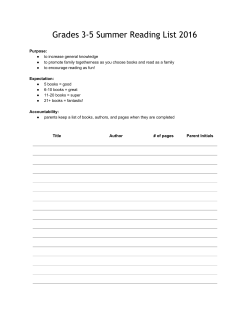 the Grades 3-5 Summer Reading Assignment