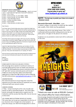 HPHS NEWS - Hyde Park High School