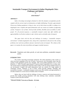 Sustainable Transport Environment in Indian Megalopolis cities