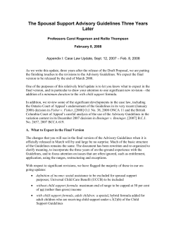 The Spousal Support Advisory Guidelines Three Years Later
