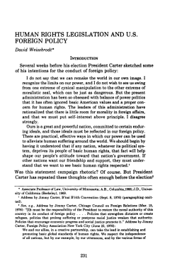 Human Rights Legislation and US Foreign Policy