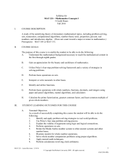MAT-221 Mathematics Concepts I - Course Syllabi