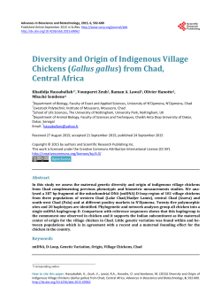 Diversity and Origin of Indigenous Village Chickens (Gallus gallus