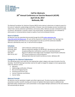 Call for Abstracts 20 Annual Conference on Vaccine Research