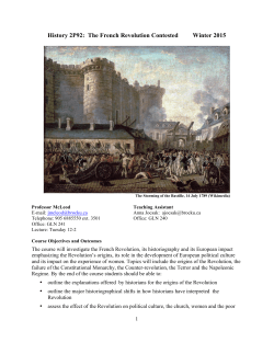 History 2P92: The French Revolution Contested Winter 2015