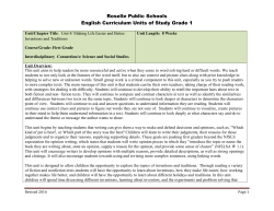 First Grade Curriculum ELA Unit 4