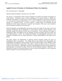 Applied Fracture Mechanics in Metallurgical