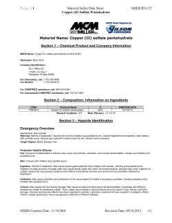 Page | 1 Material Safety Data Sheet MSDS ID # 25 Copper (II