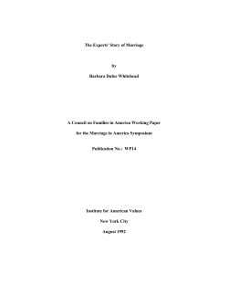 The Experts` Story of Marriage by Barbara Dafoe Whitehead A