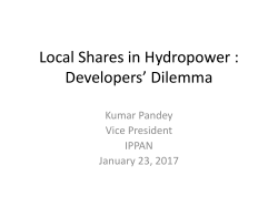 Local Shares in Hydropower : Developer`s dilemma