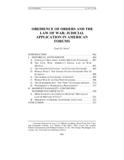 obedience of orders and the law of war: judicial application in