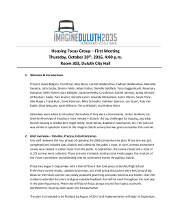 Housing Focus Group &ndash; First Meeting Thursday, October 20th, 2016