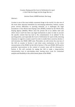 Cocaine, Doping and the Court of Arbitration for sport