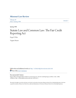 Statute Law and Common Law: The Fair Credit Reporting Act