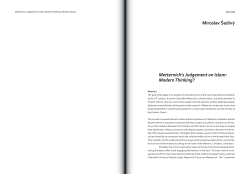 Miroslav &Scaron;ediv&yacute; Metternich`s Judgement on Islam: Modern Thinking?