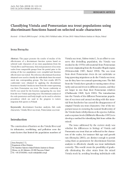 Classifying Vistula and Pomeranian sea trout populations using