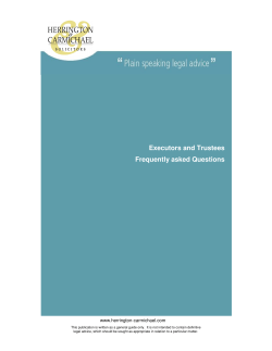 Executors and Trustees Frequently asked Questions