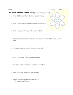 Atoms and Atomic Theory Questions and personal atom