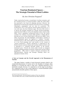 Tourism-Dominated Spaces &ndash; The Strategic Potential of Hotel Lobbies