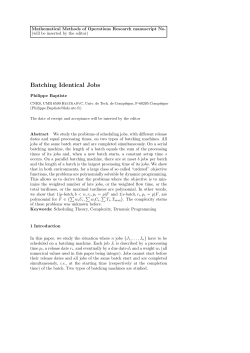 Batching Identical Jobs - LIX