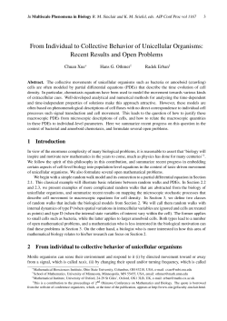 From Individual to Collective Behavior of Unicellular Organisms