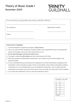 Grade 1 Theory November 2009