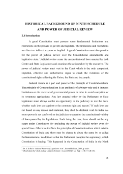 HISTORICAL BACKGROUND OF NINTH SCHEDULE AND POWER