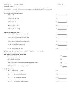 MGF 1106 Summer C 11 Ref: 625150 Mr. Guillen Review for Exam