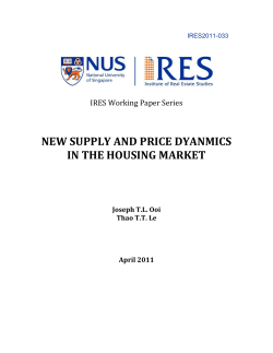 NEW SUPPLY AND PRICE DYANMICS IN THE HOUSING MARKET