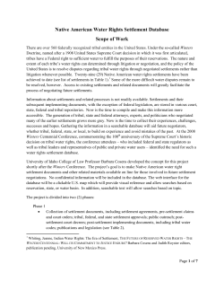 Native American Water Rights Settlement Database
