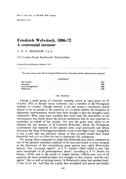 Friedrich Welwitsch, 180672: A centennial memoir