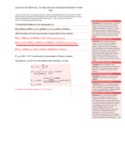 Lead Acid Car Batteries. In class exercise