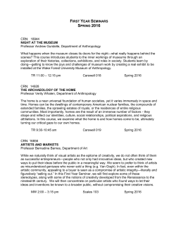 Spring 2016 &ndash; First Year Seminar