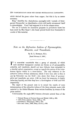Note on the Refractive Indices @ Pyromorphite, Mimetite