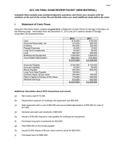 ACC 255 EXAM 2 REVIEW PROBLEMS
