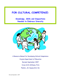FOR CULTURAL COMPETENCE: