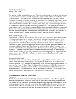 Hot Weather and Hydration Wendy Krebs, DVM Hot summer