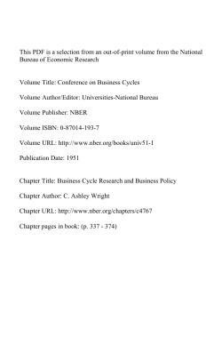 Business Cycle Research and Business Policy