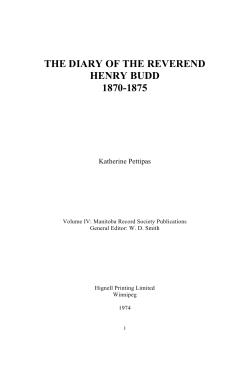 The Diary of the Reverend Henry Budd 1870-1875