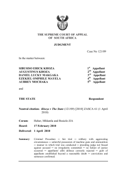 THE SUPREME COURT OF APPEAL OF SOUTH AFRICA