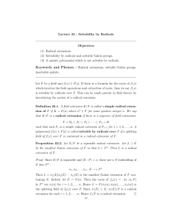 Lecture 22 : Solvability by Radicals Objectives