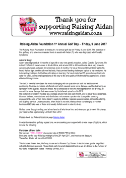 Raising Aidan Foundation 1st Annual Golf Day &ndash; Friday, 9 June 2017