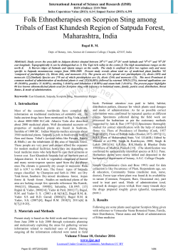 Folk Ethnotherapies on Scorpion Sting among Tribals of East