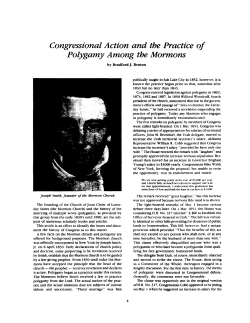 Congressional Action and the Practice of Polygamy Among the