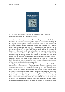 (Re-) Reading Bede. The Ecclesiastical History in context