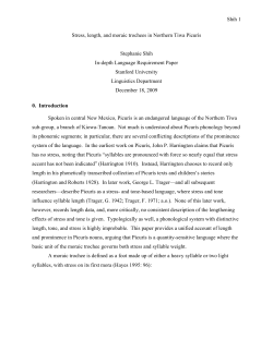 Shih 1 Stress, length, and moraic trochees in Northern Tiwa Picurís