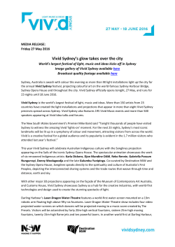 Media Release: Vivid Sydney`s glow takes over the city