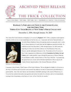 ARCHIVED PRESS RELEASE THE FRICK COLLECTION
