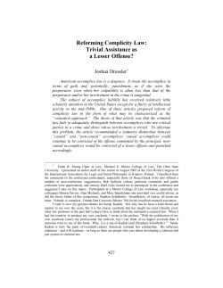 Reforming Complicity Law: Trivial Assistance as a Lesser Offense?